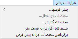 منوی شرایط محیطی گزارش ساز Quick Report در حسابگر