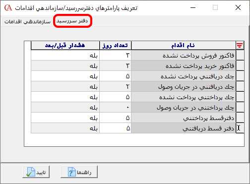 دفتر سررسيد حسابگر