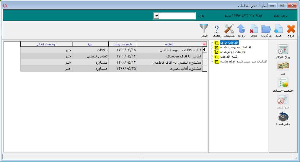 فرم سازماندهي اقدامات